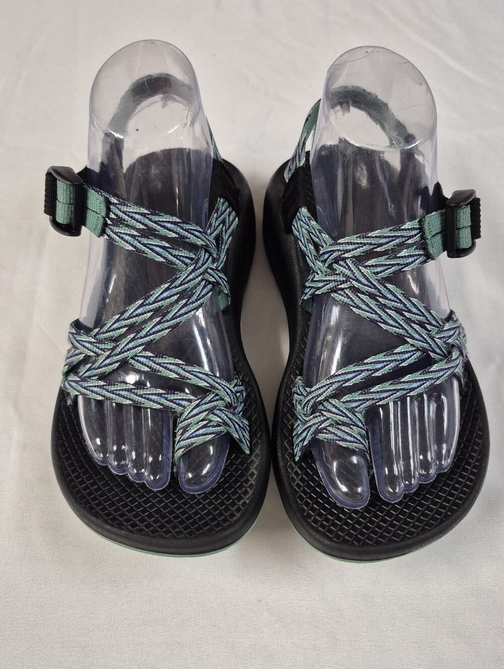 Chaco ZX/2 Womens Hiking Sandals Teal Blue Pattern Straps Toe Loop Size 6